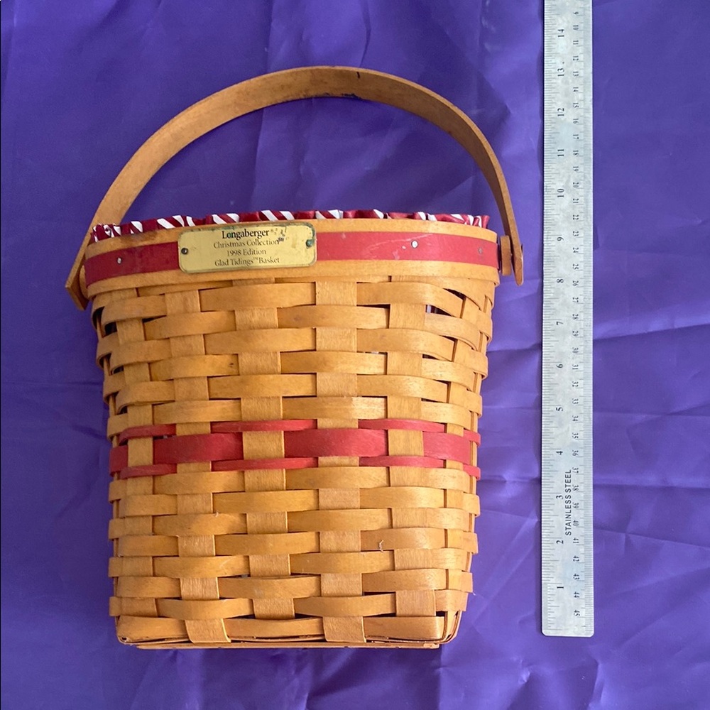 Longaberger Tan and Red Woven Basket